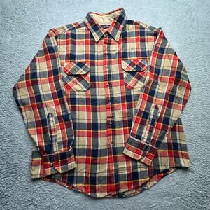 Vintage Northwest Territory Red Plaid Flannel Acrylic Long Sleeve Shirt Mens XL